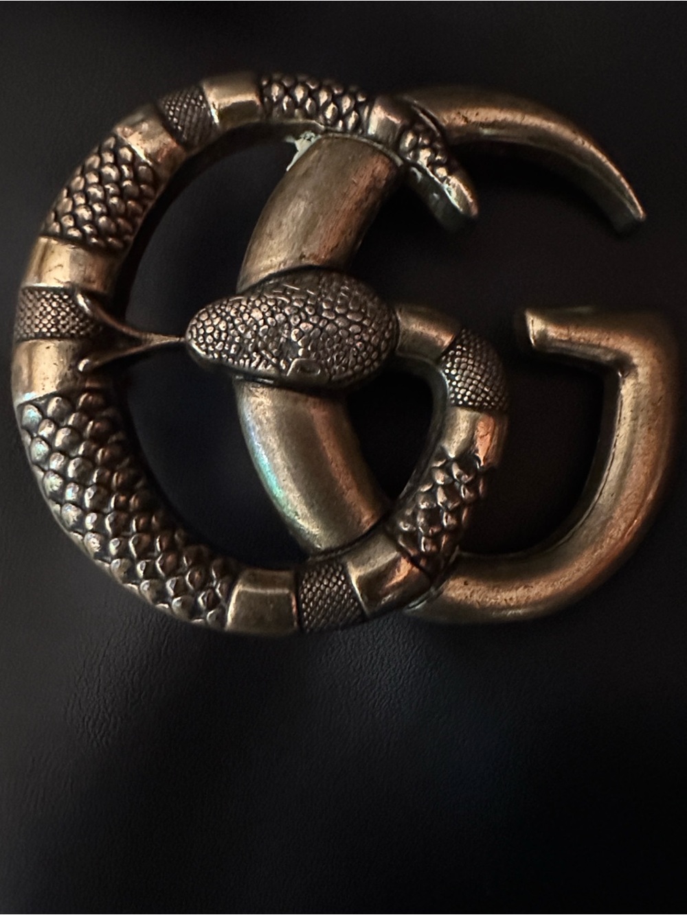 Men's Metallic Snake Buckle Belt Accessory - Antique Brass